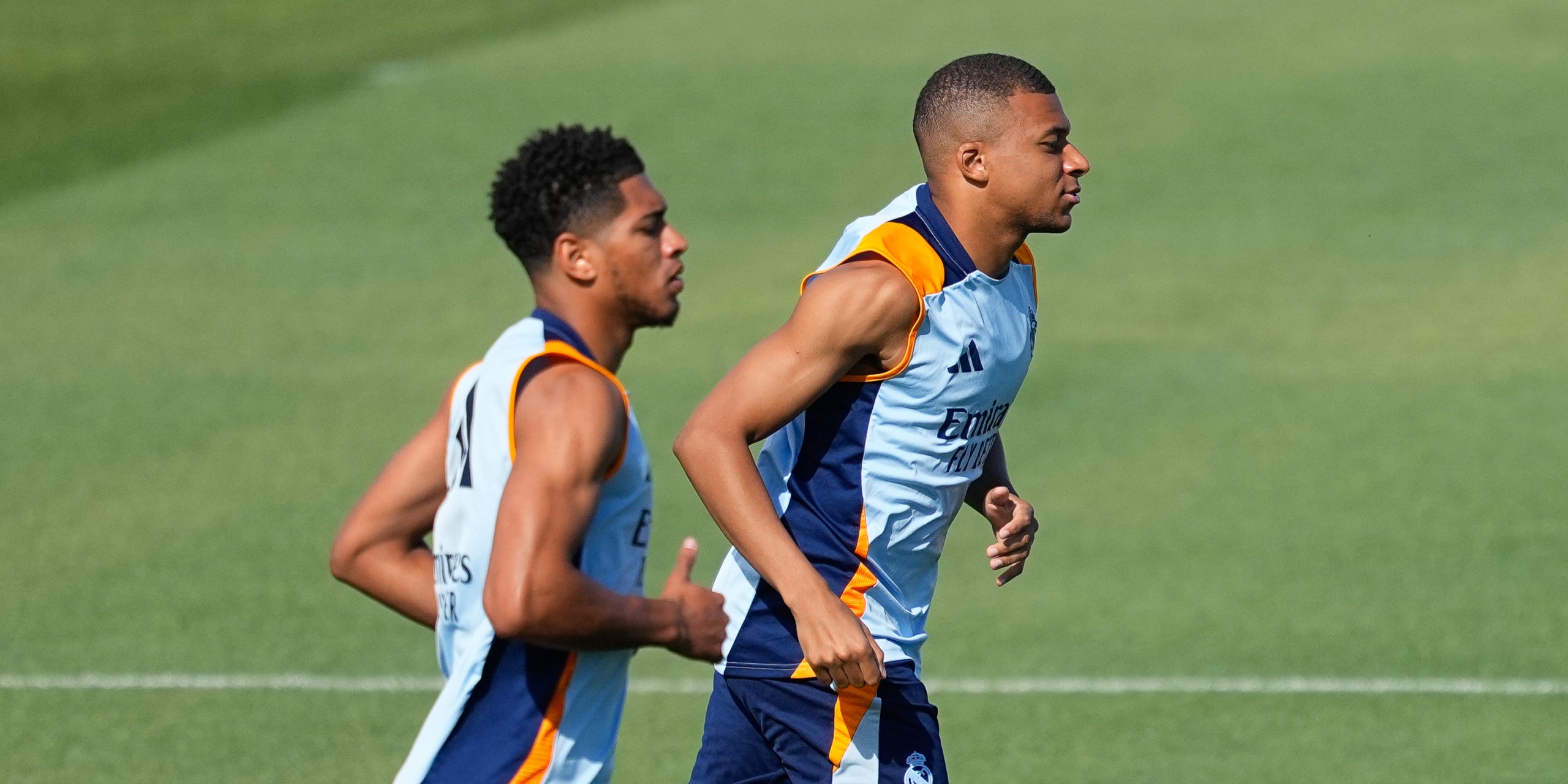 Jude Bellingham i Kylian Mbappé, durant un entrenament amb el Madrid | Europa Press