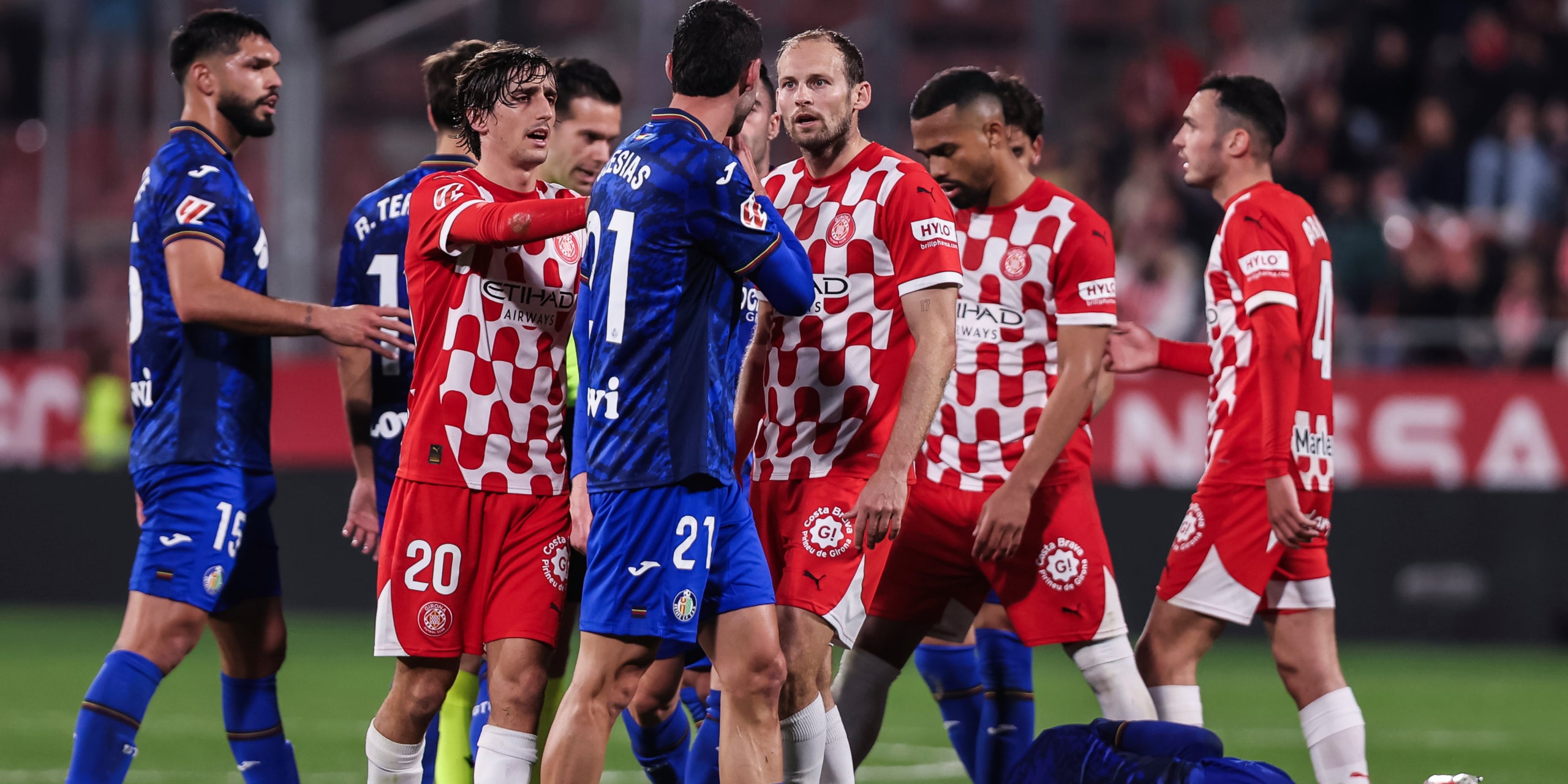 Els jugadors del Getafe i del Girona, durant el partit | Europa Press