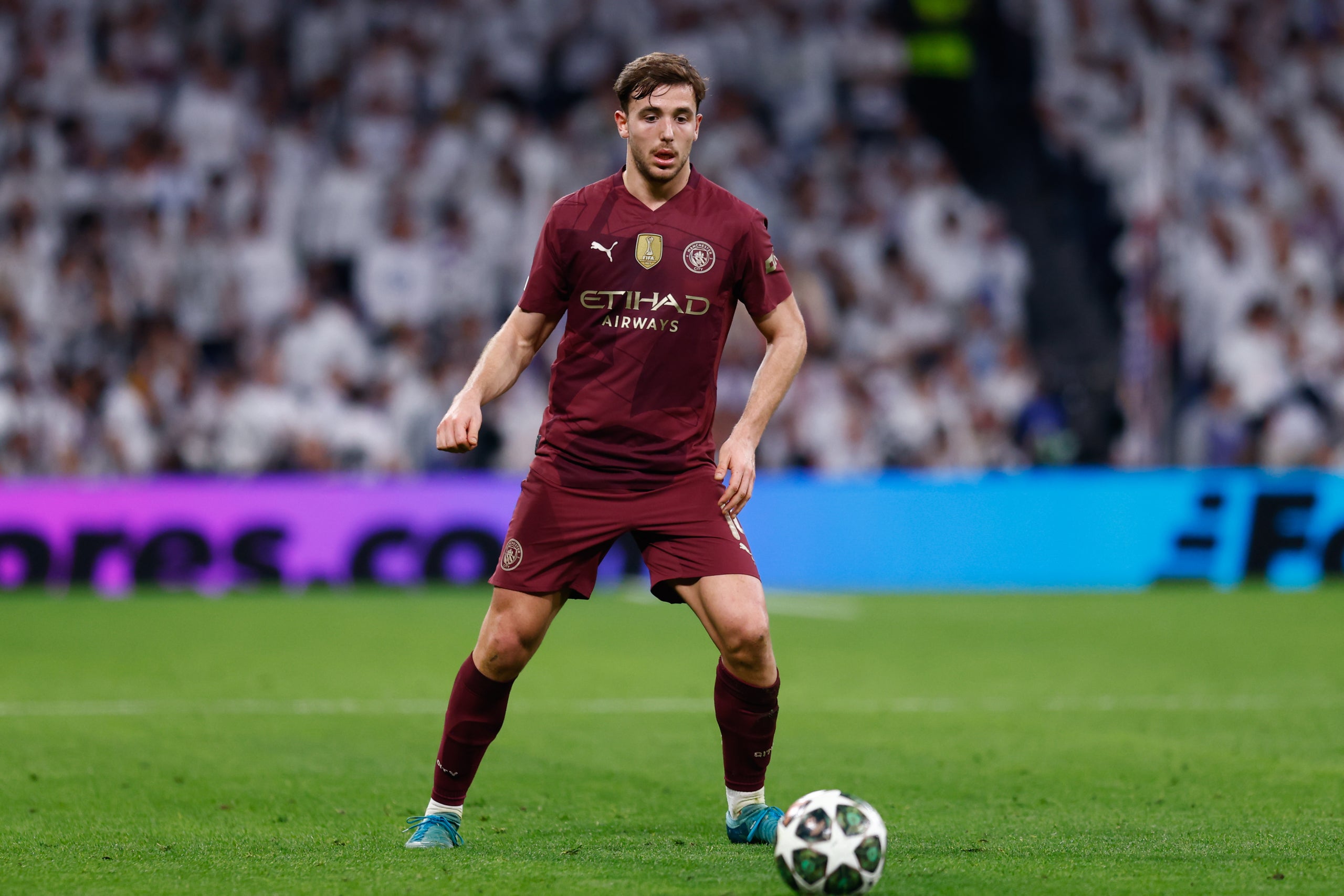 Nico González, durant un partit amb el Manchester City | Europa Press