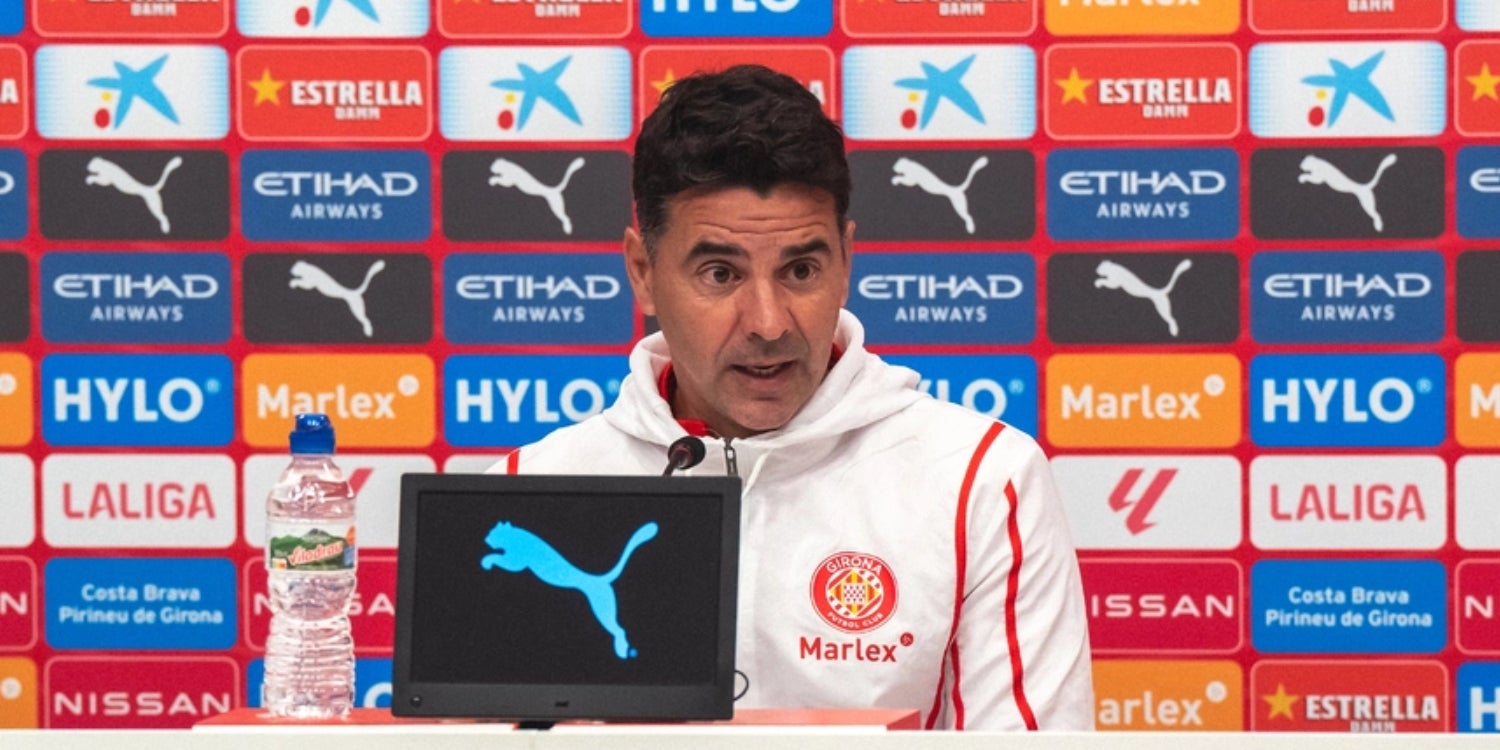 Míchel Sánchez, durant una roda de premsa | Girona FC