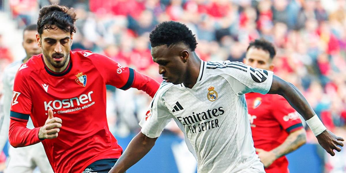 Vinicius al Sadar davant d'un jugador d'Osasuna (@RealMadrid)