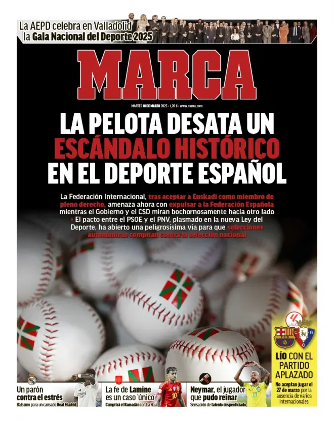 La portada del diari Marca sobre l'