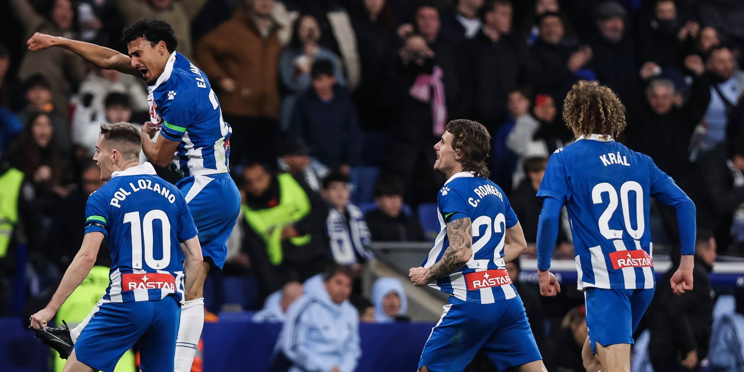 Els jugadors de l'Espanyol celebren el gol de Carlos Romero contra el Reial Madrid | Europa Press