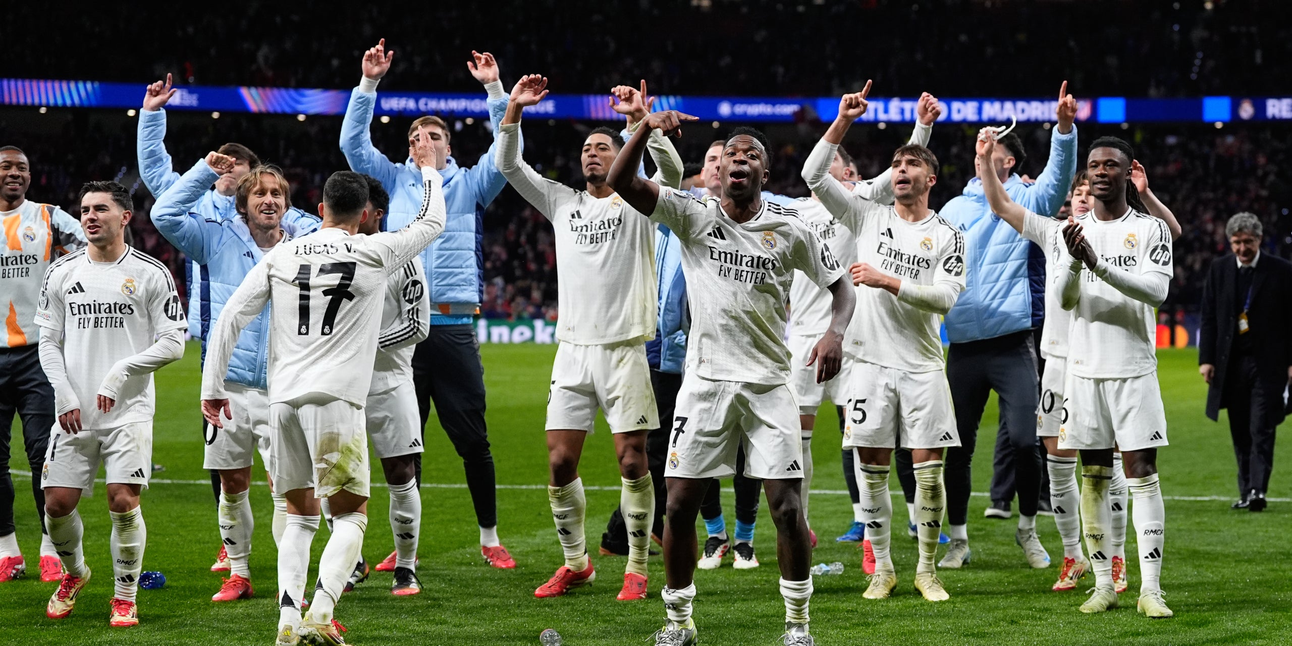 El Madrid, celebrando la clasificación a los cuartos de final de la Champions tras la victoria en penales contra el Atlético | Europa Press