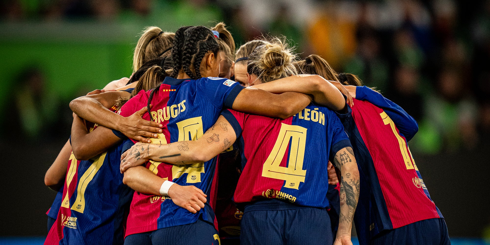 Les jugadores del Barça, celebrant un gol contra el Wolfsburg a la Champions | FC Barcelona