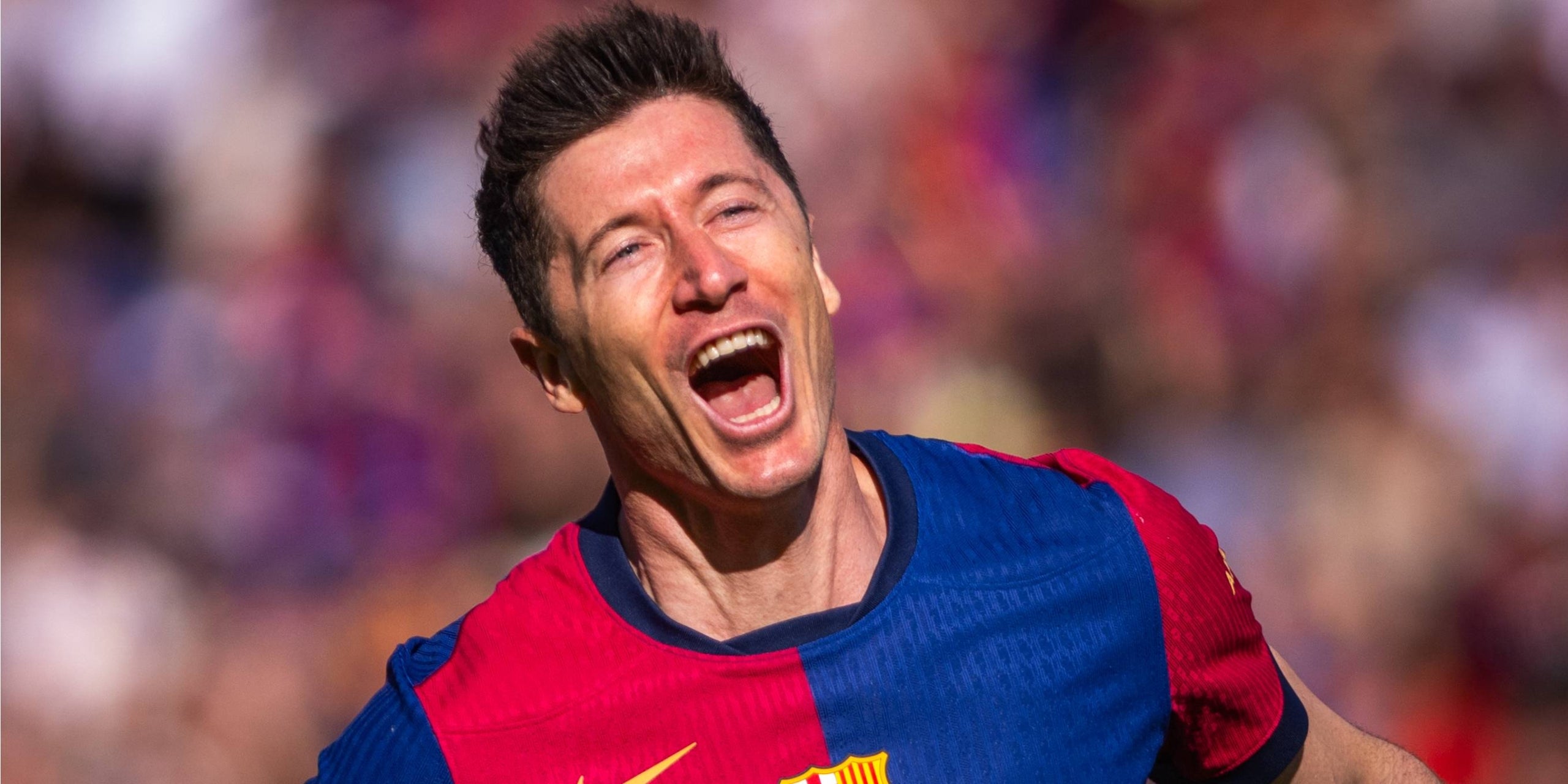 Robert Lewandowski celebra un dels gols contra el Girona | FC Barcelona