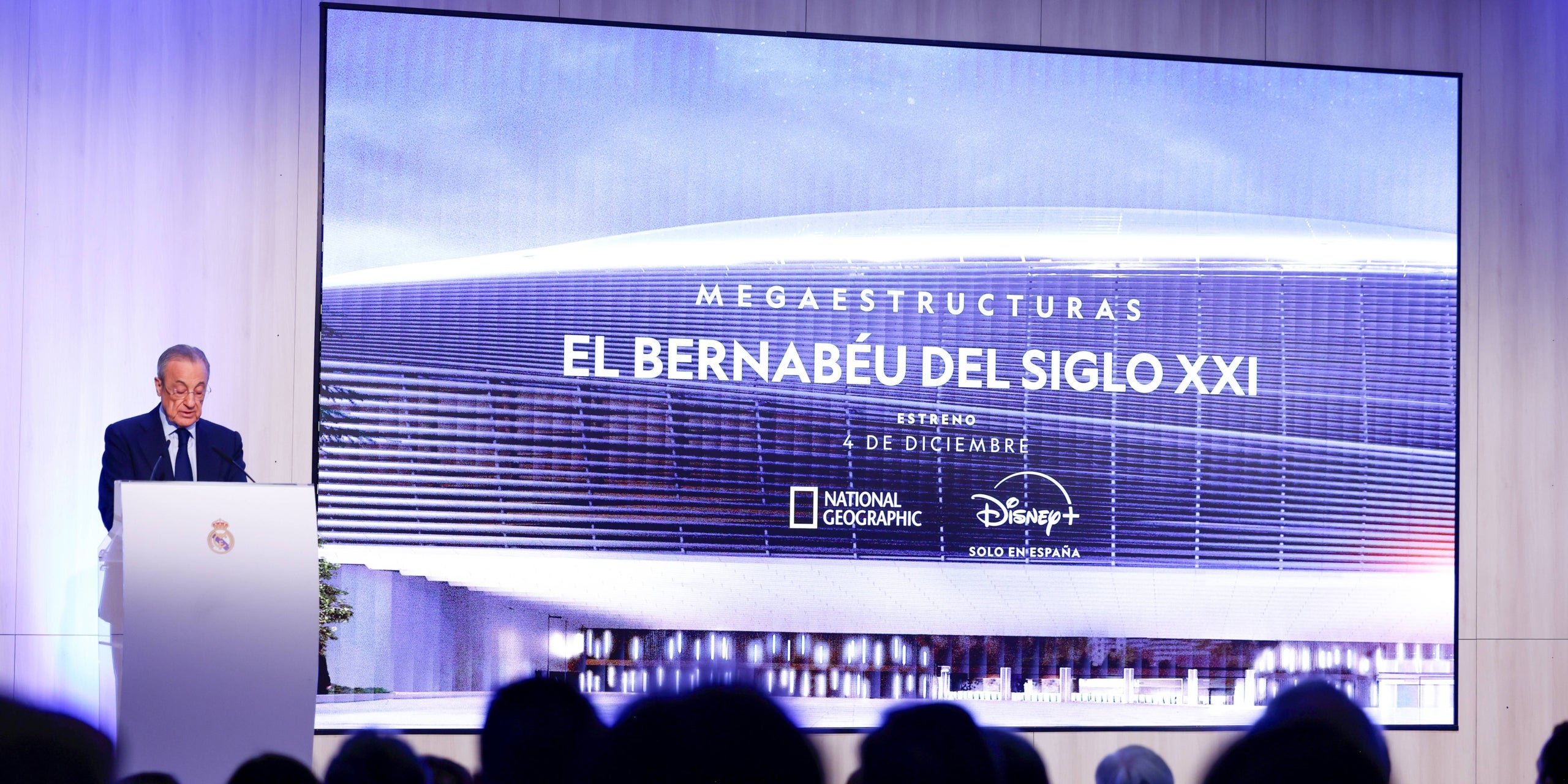 Florentino Pérez, durante un acto relacionado con el nuevo Santiago Bernabéu | Europa Press