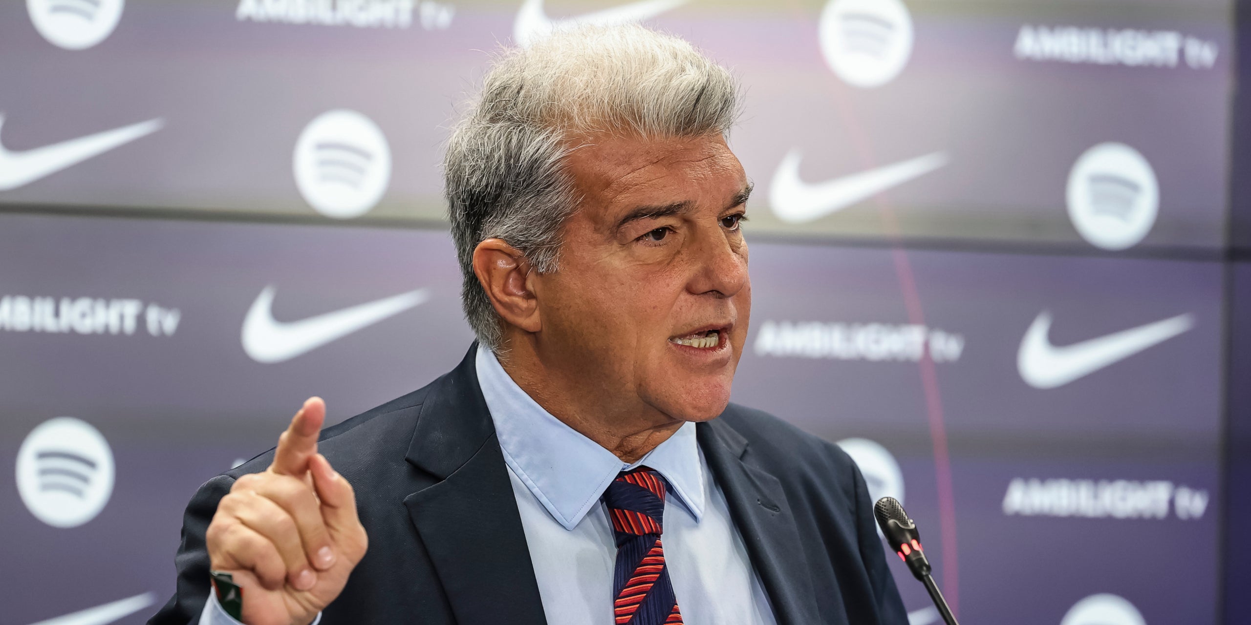 Joan Laporta, durante una rueda de prensa con el Barça | Europa Press