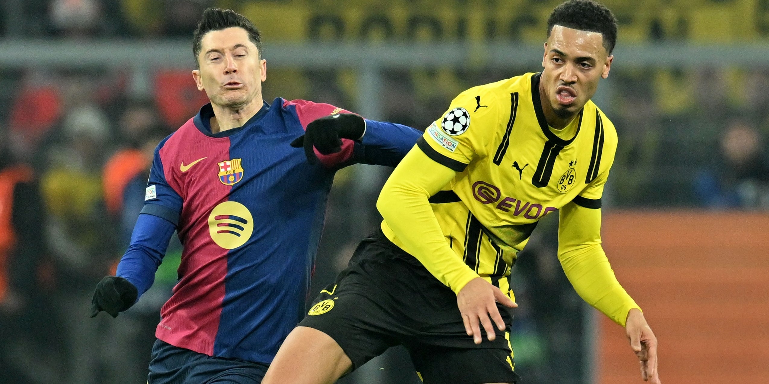 Robert Lewandowski, durante el último partido del Barça contra el Borussia Dortmund | Europa Press