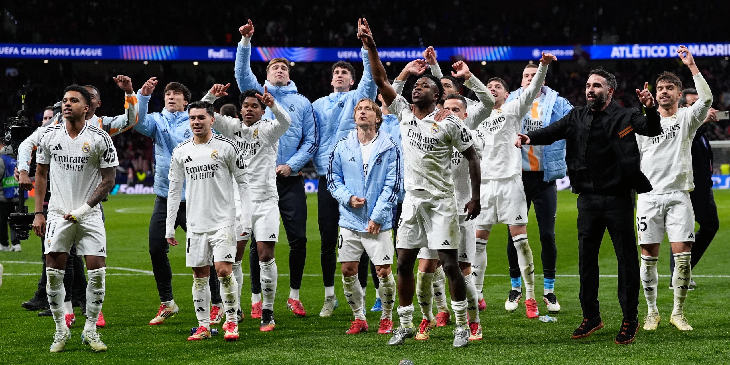 El Madrid, celebrando la clasificación a los cuartos de final de la Champions tras la victoria en los penales contra el Atlético | Europa Press
