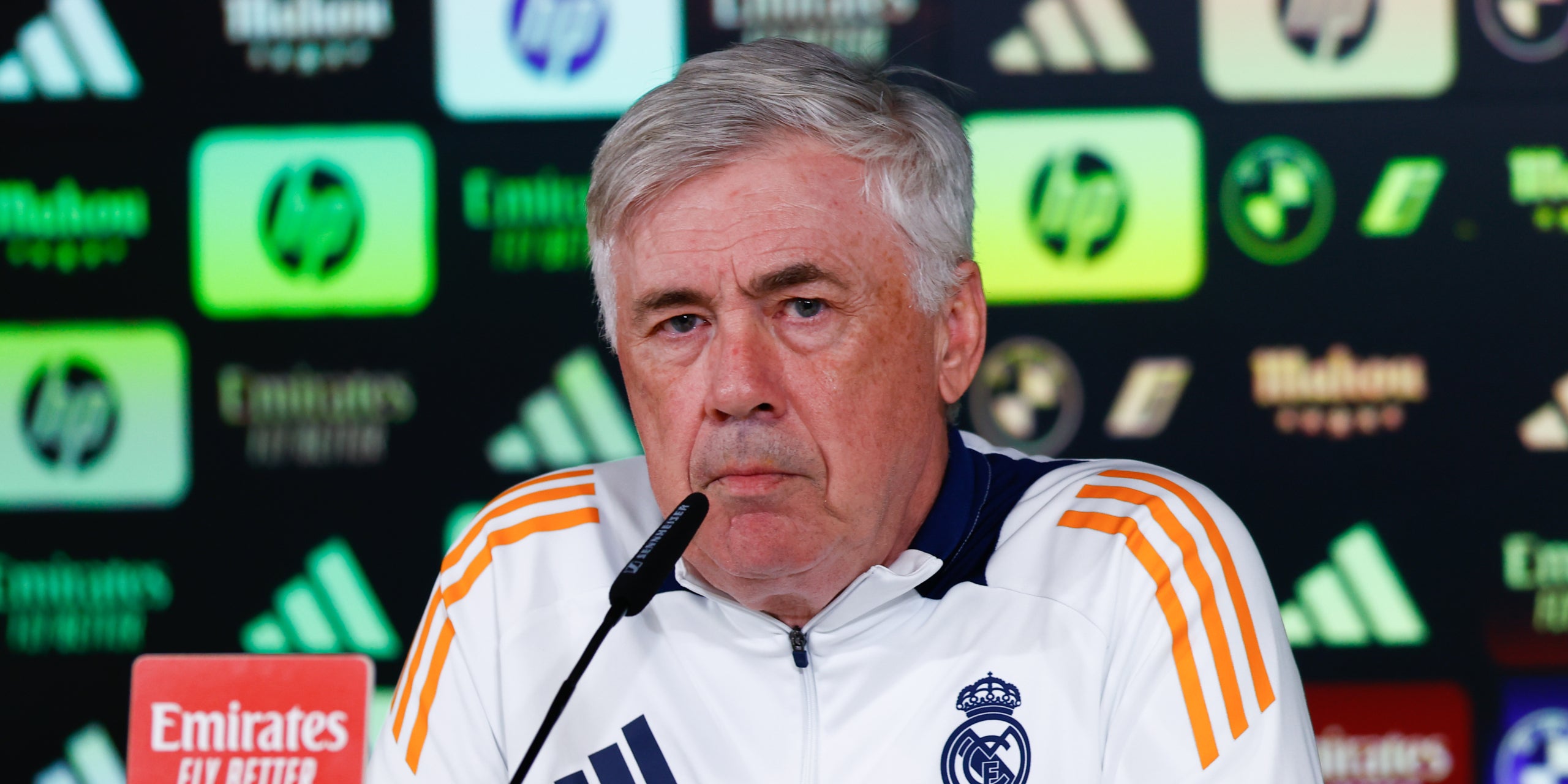 Carlo Ancelotti, entrenador del Madrid, durant una roda de premsa | Europa Press