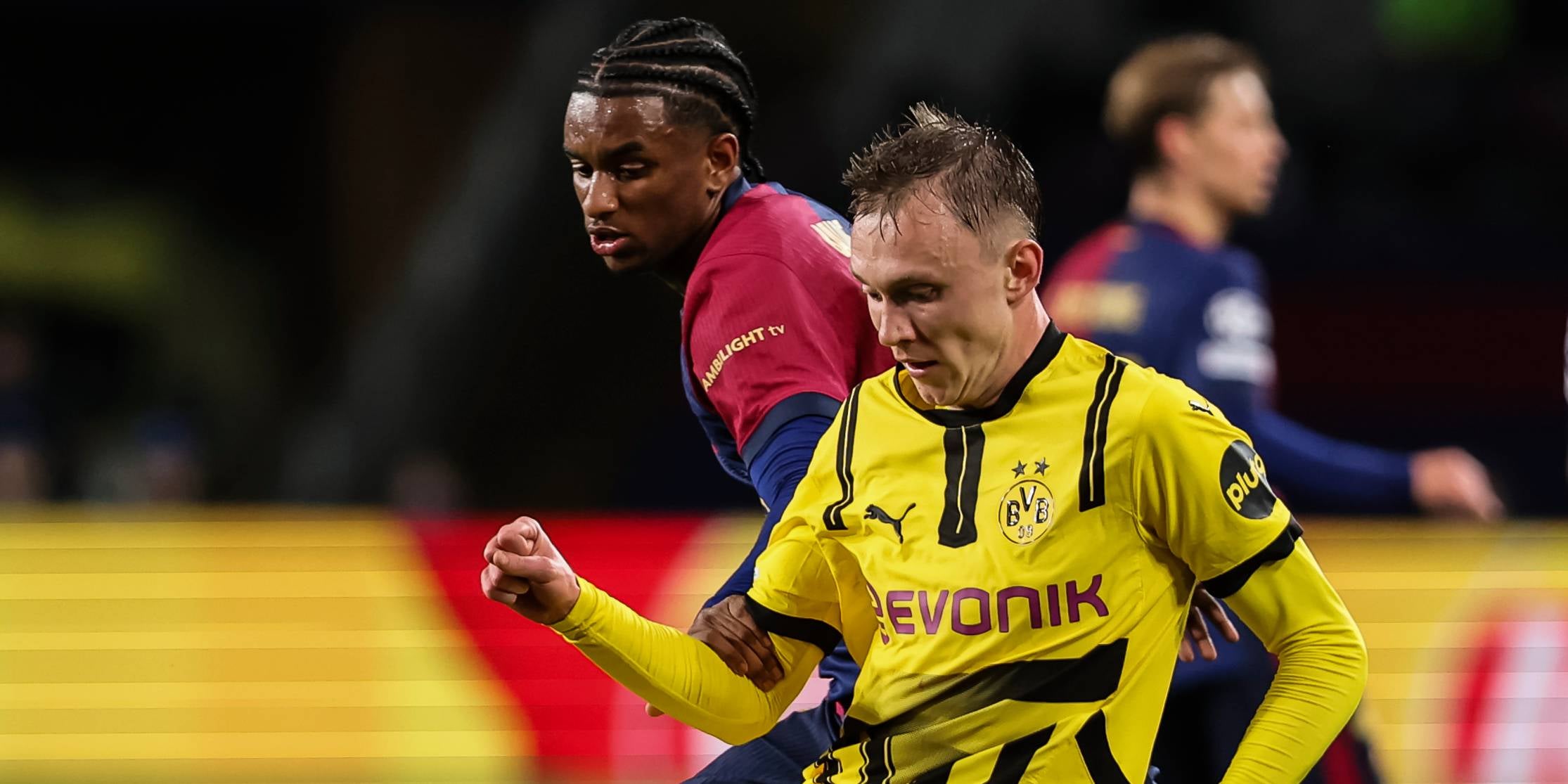 Alejandro Balde, durant el Barça-Borussia Dortmund de l'anada | Europa Press