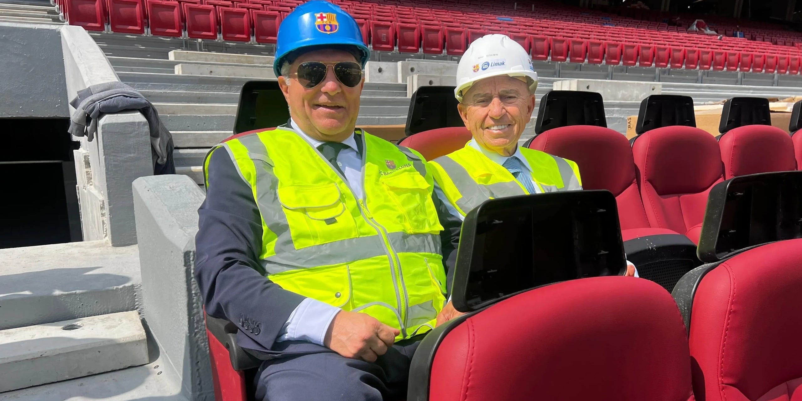 Joan Laporta y Nihat Özdemir, en las obras del Spotify Camp Nou | Europa Press