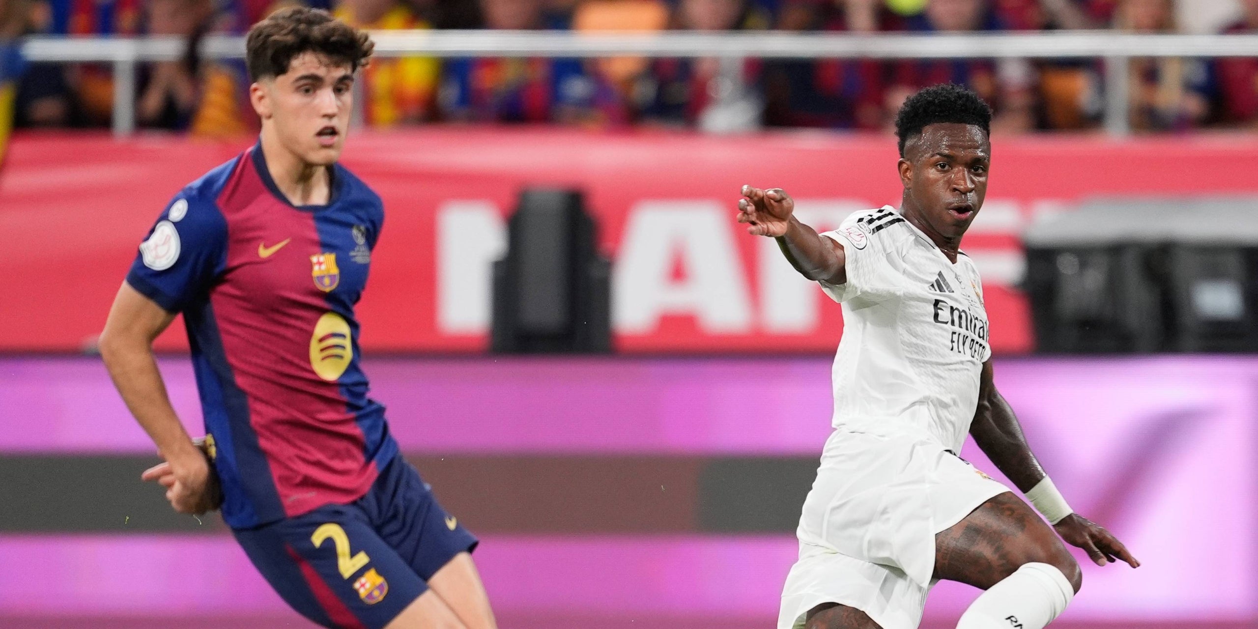 Pau Cubarsí i Vinicius Jr., durant la final de Copa | Europa Press