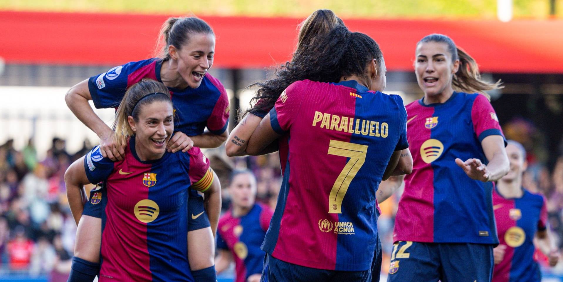 Les jugadores del Barça celebren un gol contra el Chelsea en l'anada de les semifinals de la Champions | FC Barcelona