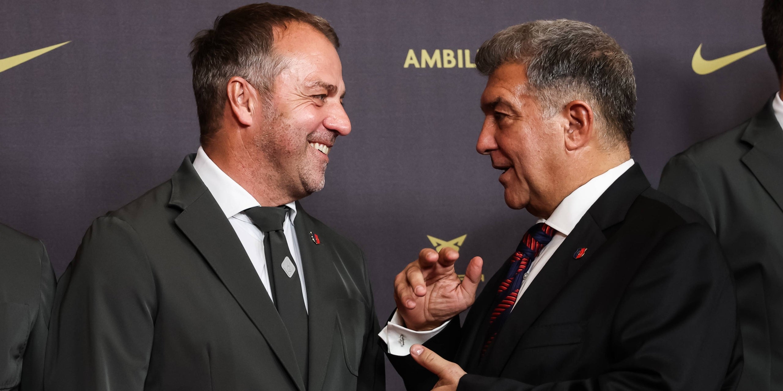 Hansi Flick i Joan Laporta, en una imatge d'arxiu | Europa Press