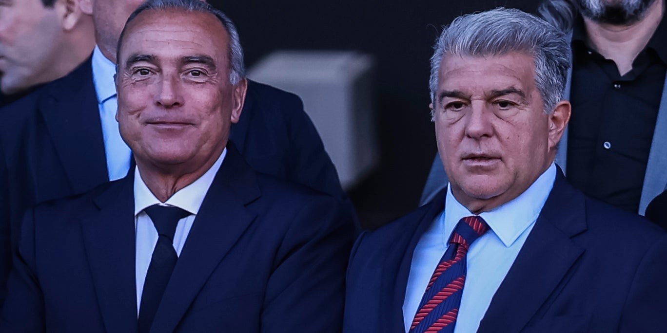 Rafa Yuste, vicepresident primer del Barça, i Joan Laporta, president del club | Europa Press