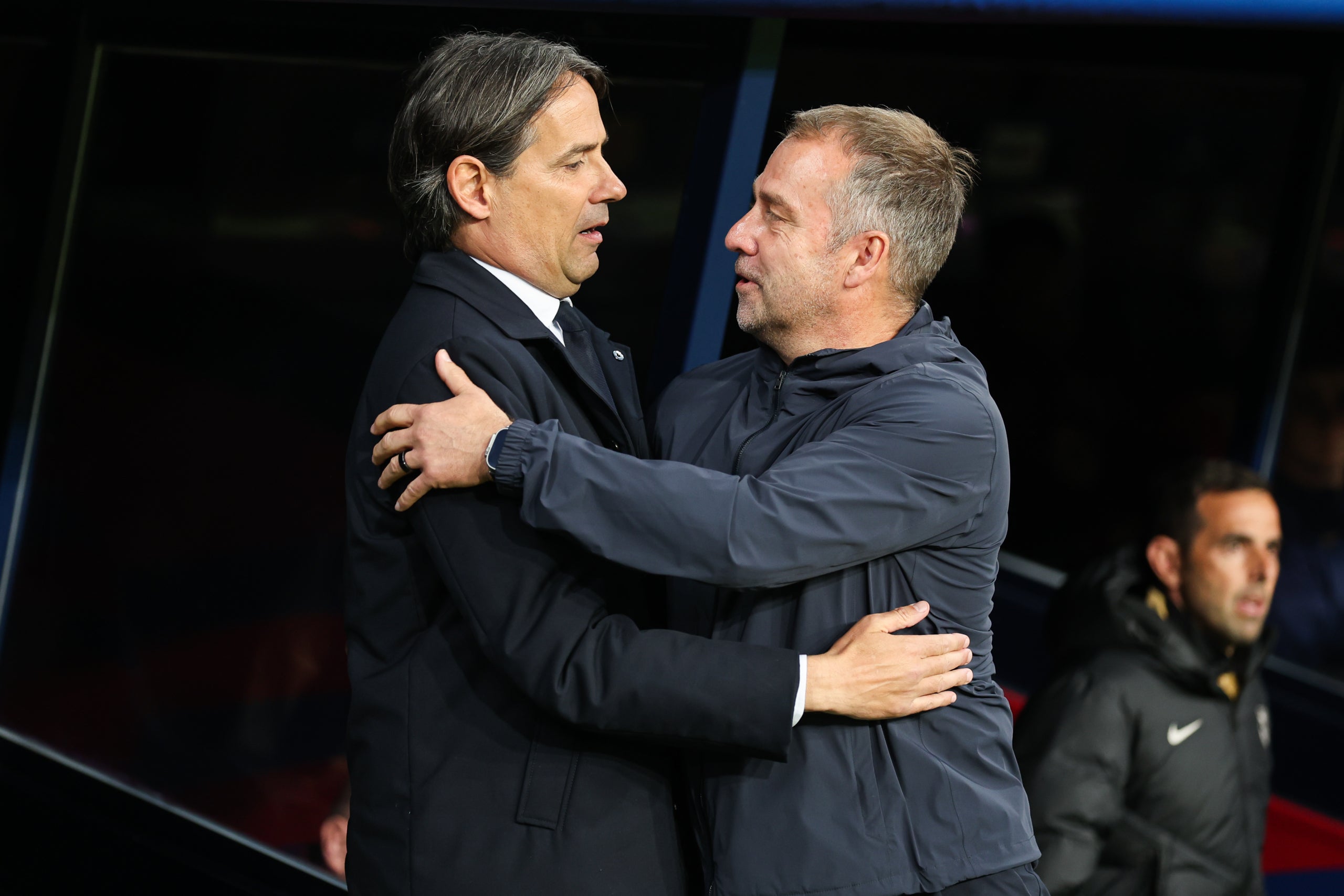 Simone Inzaghi y Hansi Flick, durante el Barça-Inter de Milán | Europa Press