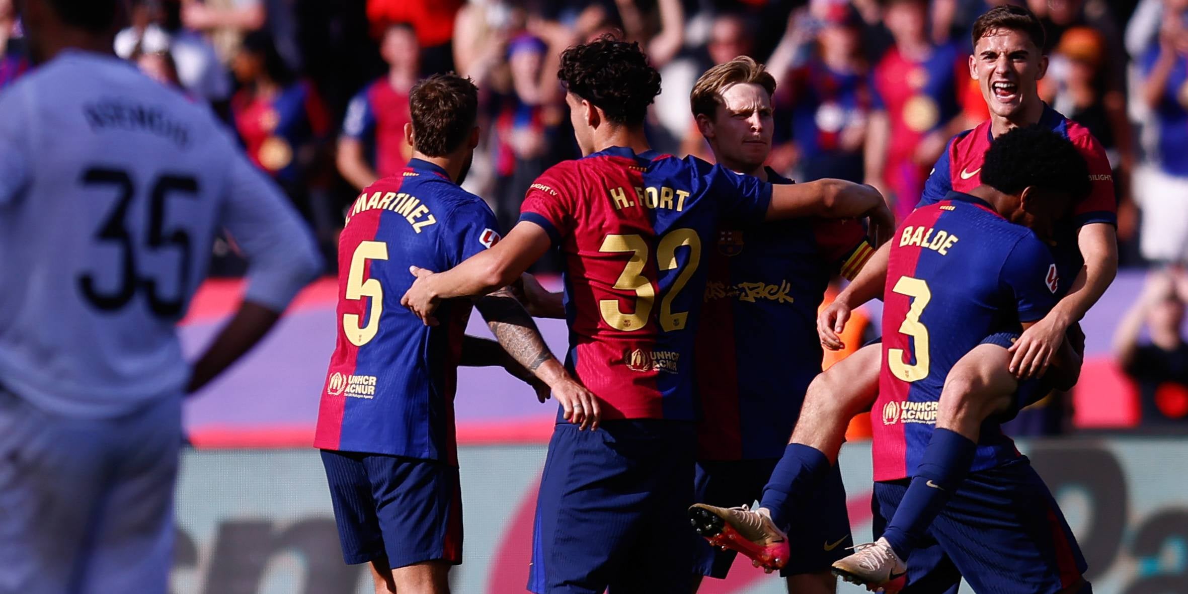 Els jugadors del Barça, celebrant la victòria contra el Madrid en el darrer clàssic de Lliga | Europa Press