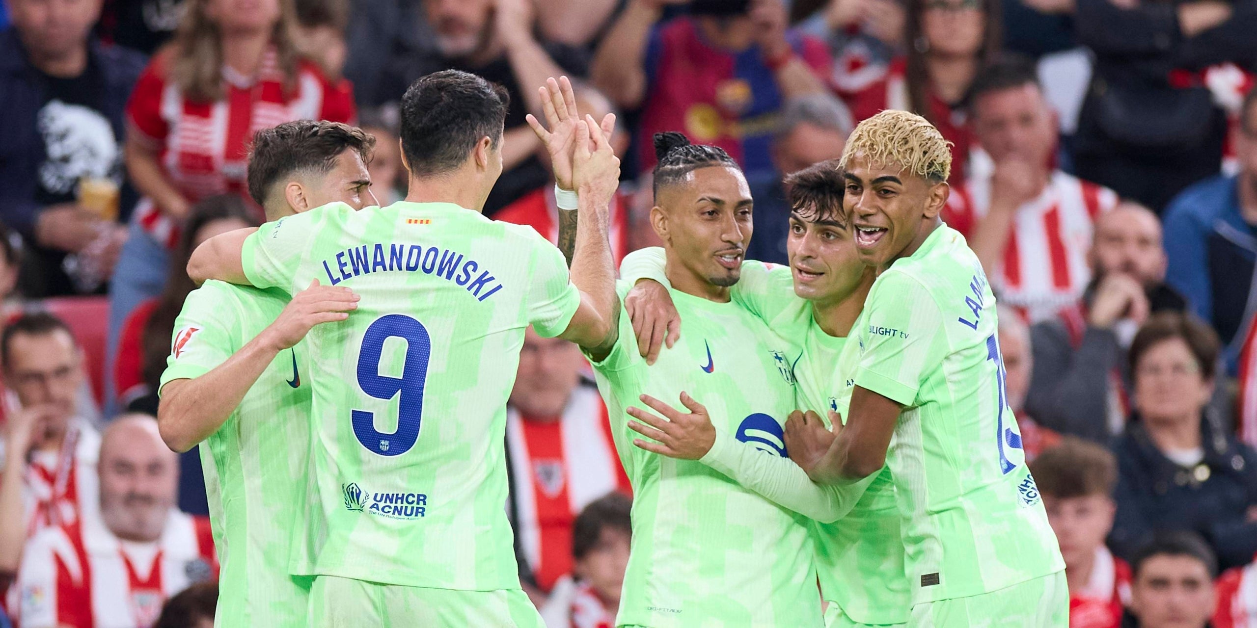 Los jugadores del Barça celebran un gol durante el partido de Liga contra el Athletic Club | Europa Press