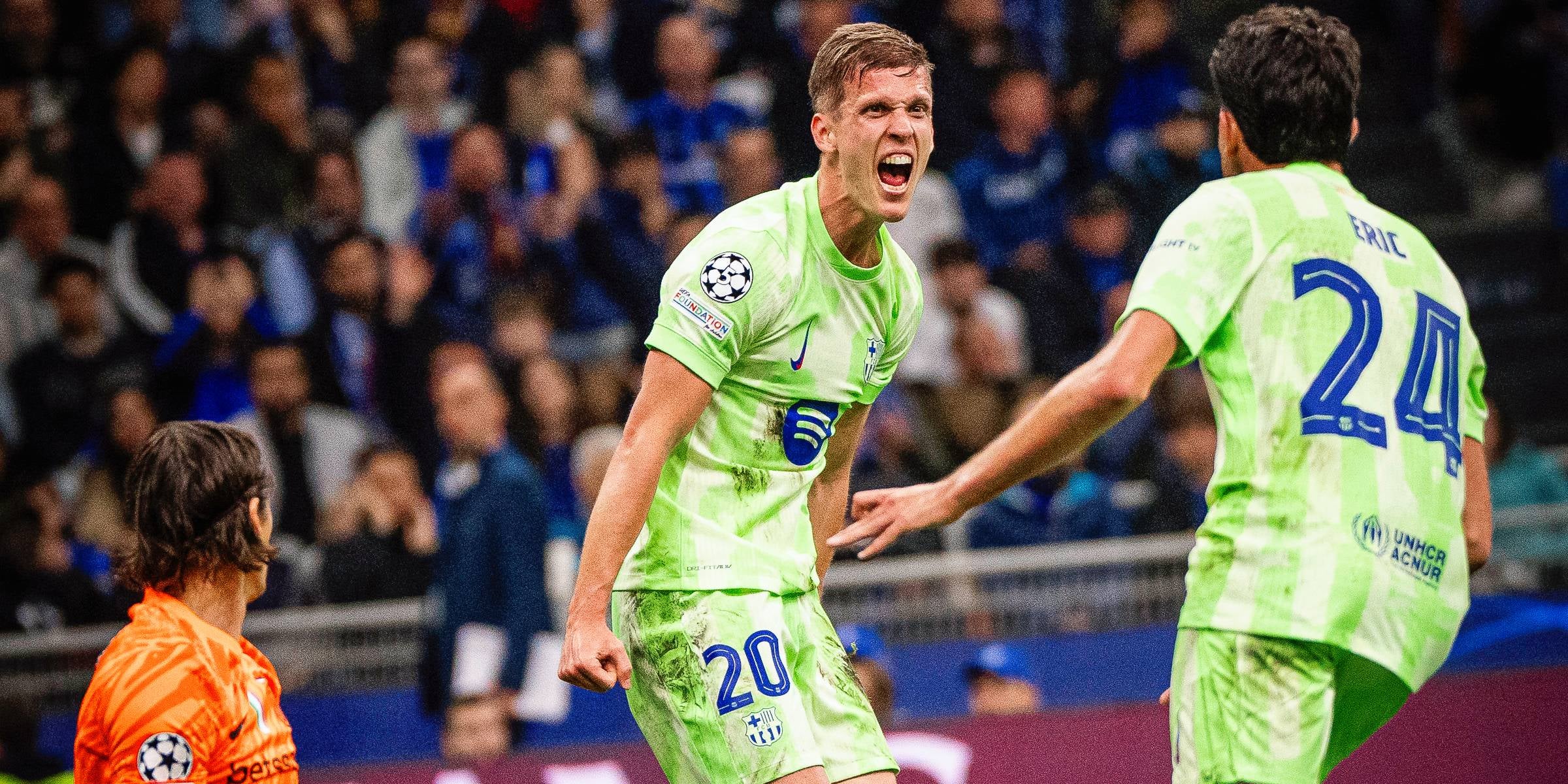 Dani Olmo celebra el seu gol contra l'Inter de Milà | FC Barcelona