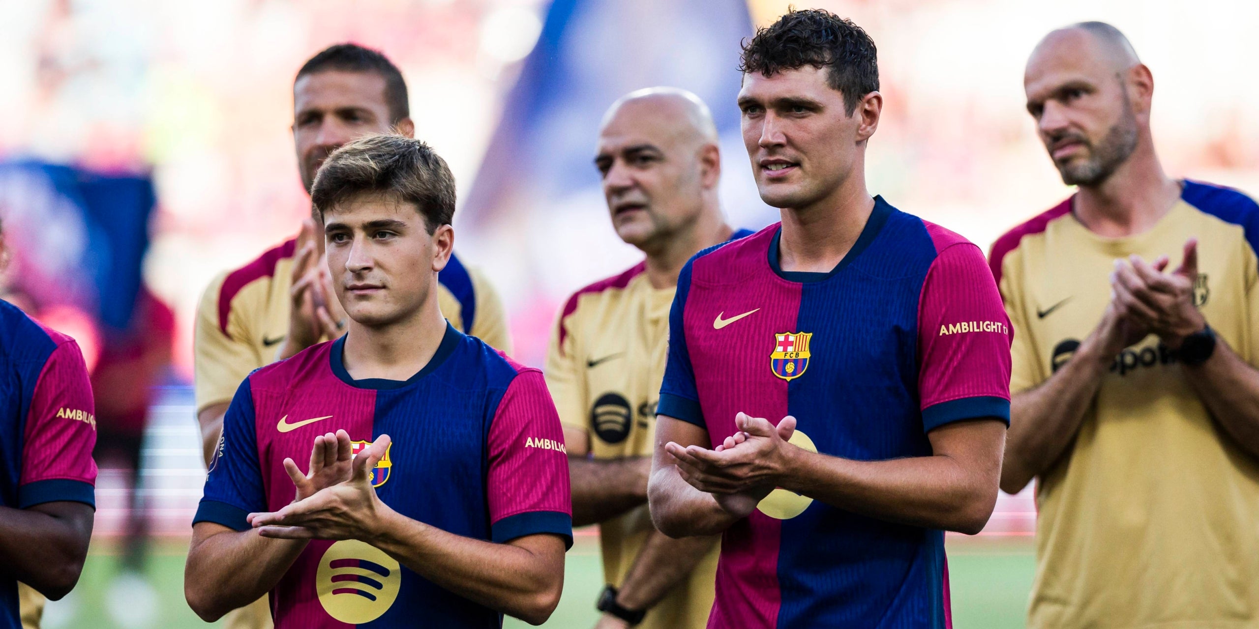 Pablo Torre i Andreas Christensen durant la presentació del Barça en el Trofeu Joan Gamper | Europa Press