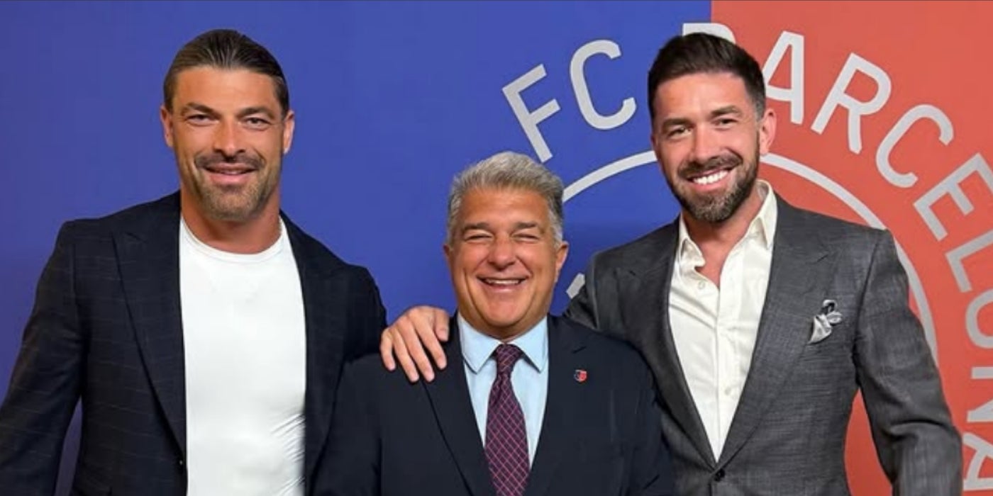 Andy Bara, a l'esquerre, amb Joan Laporta, president del Barça | @niagarateam