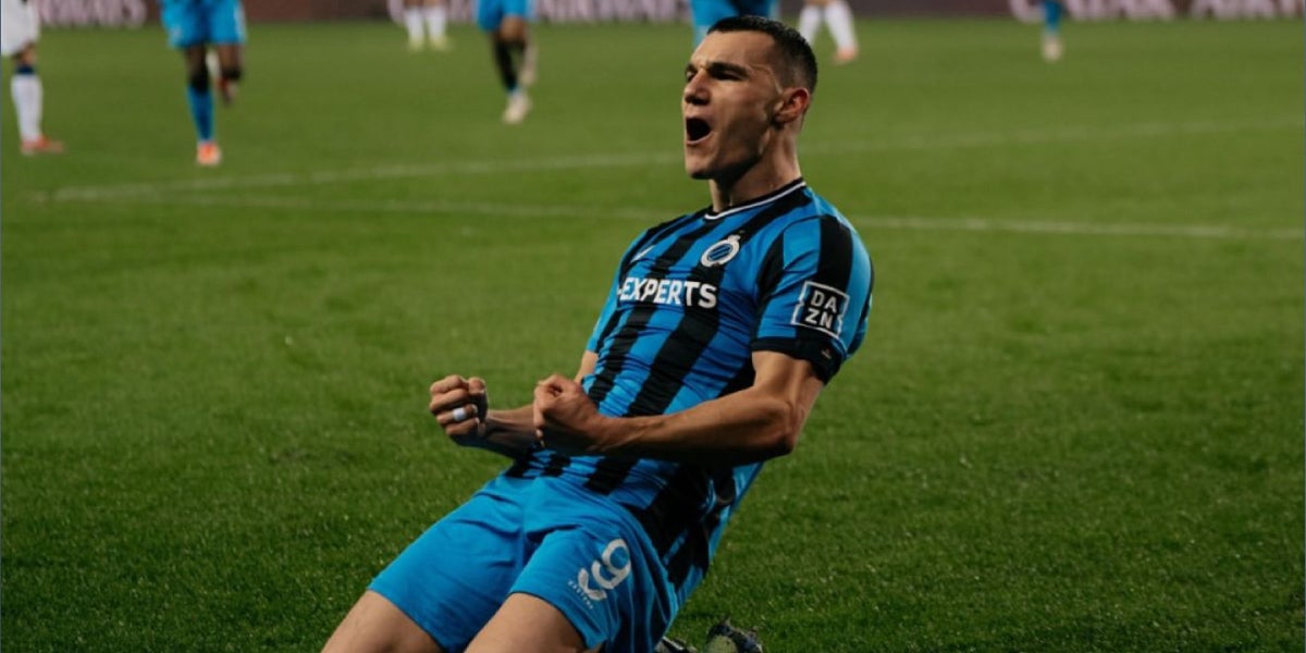Ferran Jutglà celebrant un gol amb el Bruges | @ferranjutglablanch