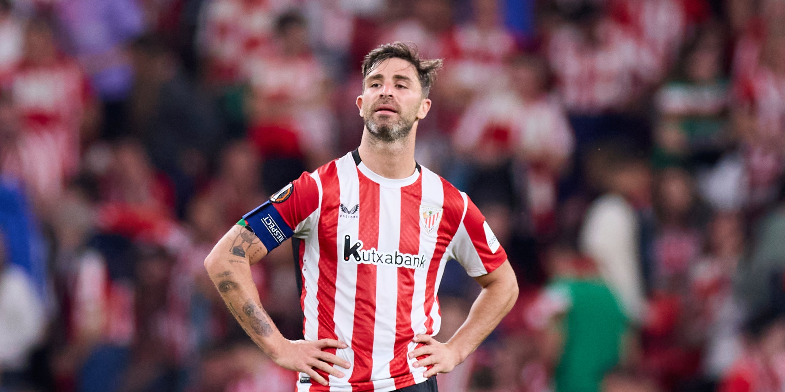 Yeray Álvarez, durant el partit d'anada de semifinals de l'Europa League contra el Manchester United | Europa Press