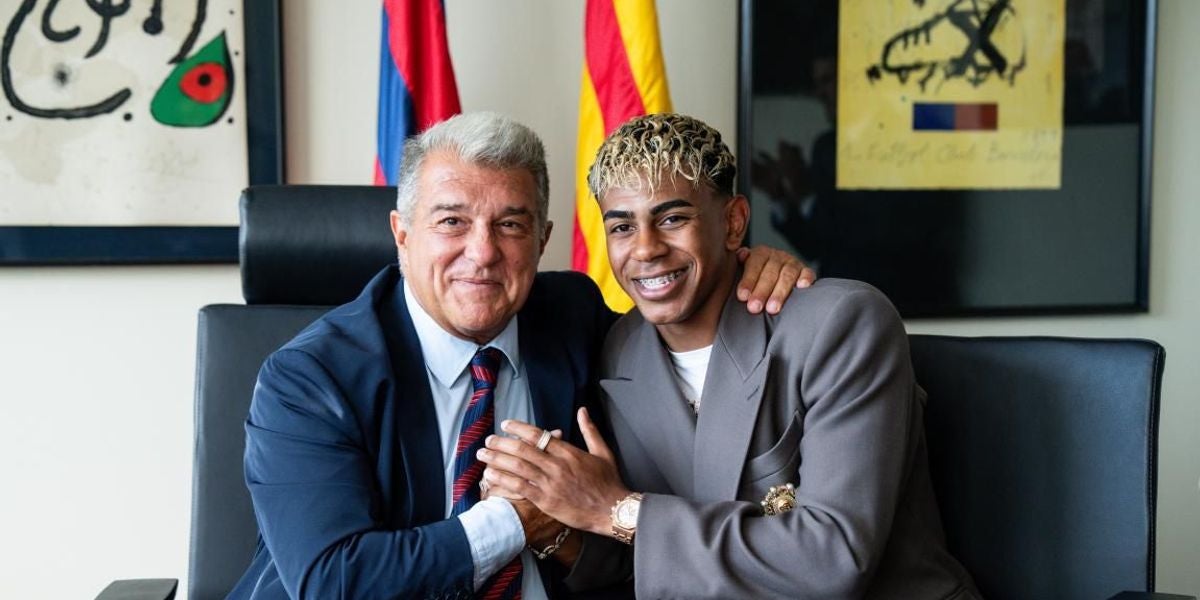 Joan Laporta i Lamine Yamal, en la renovació del jugador fins al 2031 | FC Barcelona
