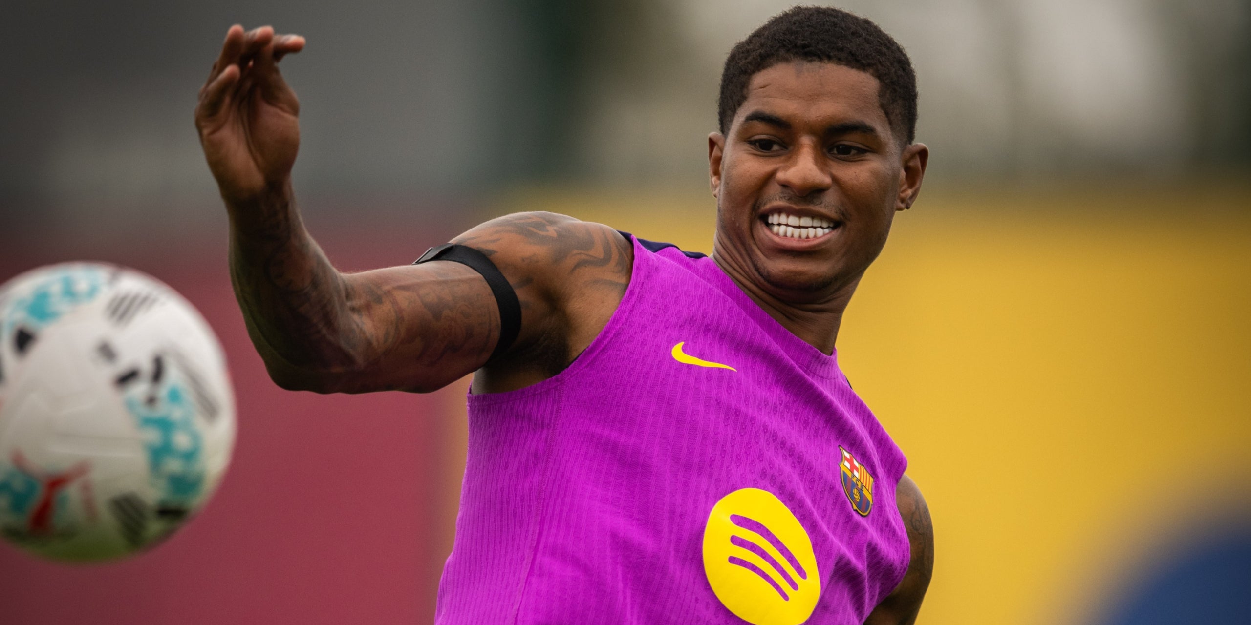 Marcus Rashford, durant un entrenament amb el Barça | Europa Press