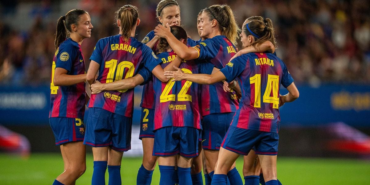 Les jugadores del Barça femení, celebrant un dels seus gols davant l'Alhama CF | FC Barcelona