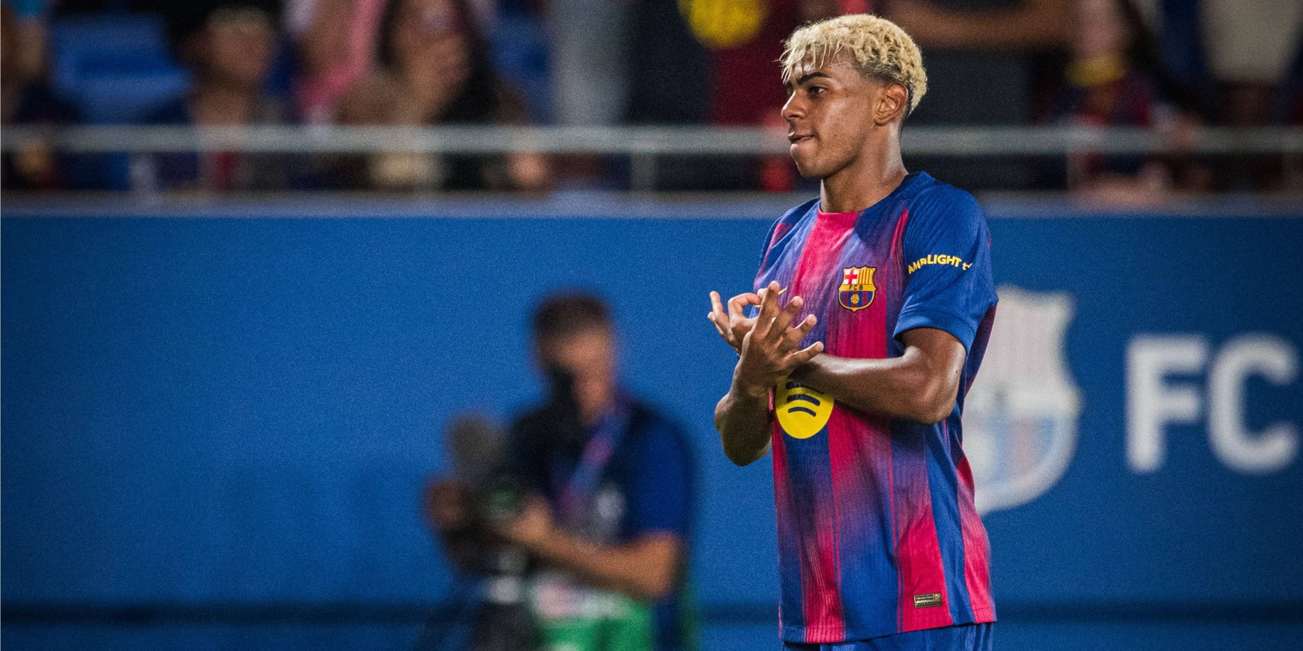 Lamine Yamal, celebrando un gol durante el Gamper | FC Barcelona