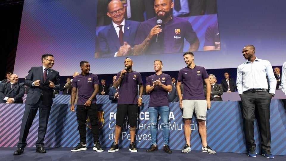 Josep Maria Bartomeu, en la presentació de Malcom i altres jugadors | Europa Press