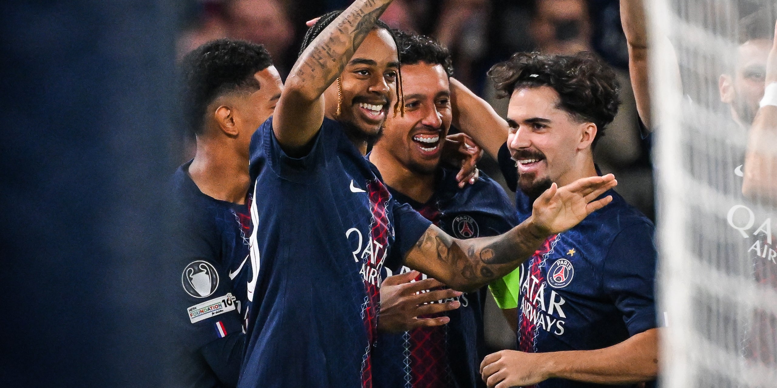Marquinhos, al centre de la imatge, celebrant un gol amb el PSG | Europa Press