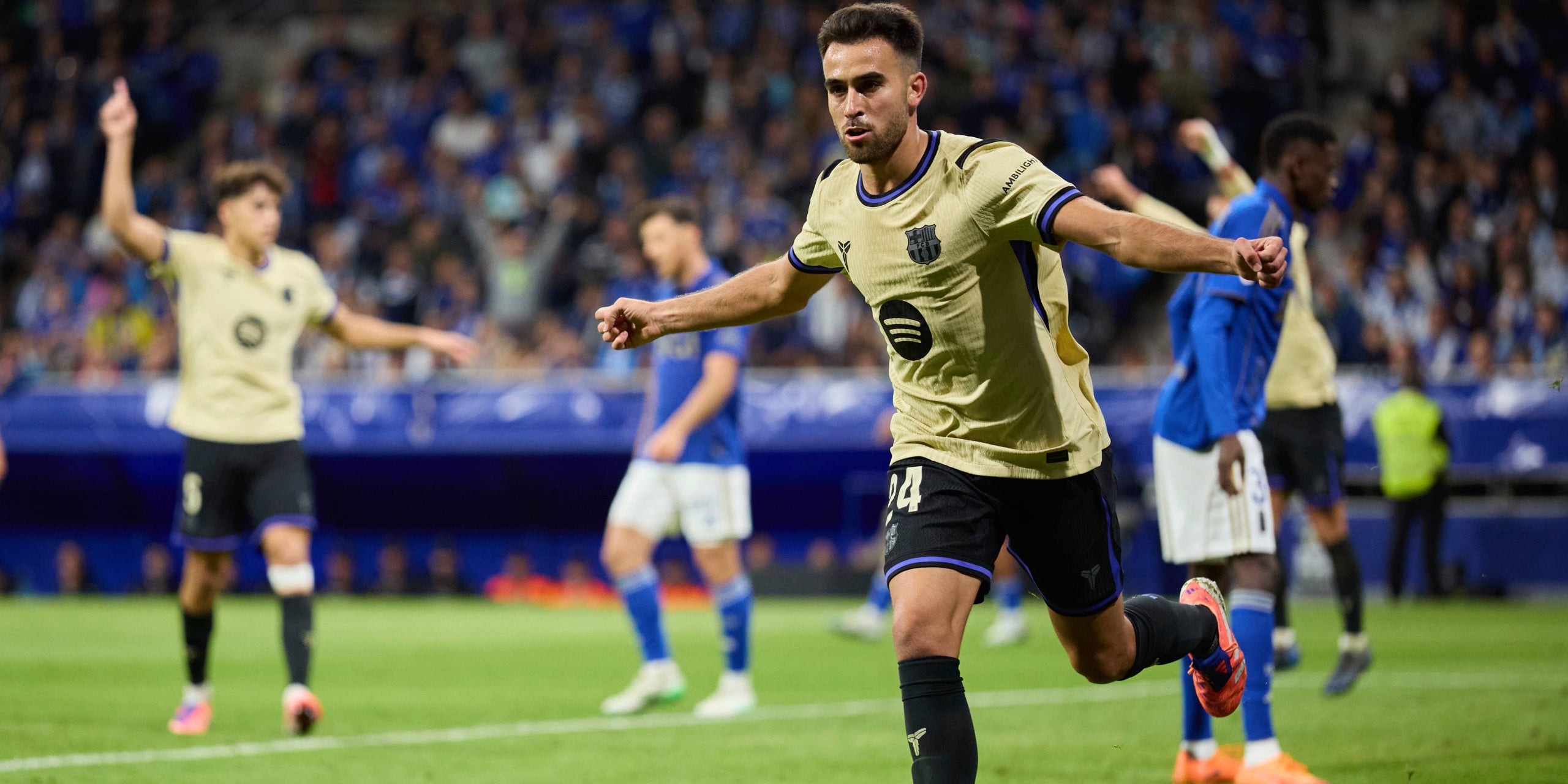 Eric Garcia celebra el gol de l'empat contra l'Oviedo | Europa Press