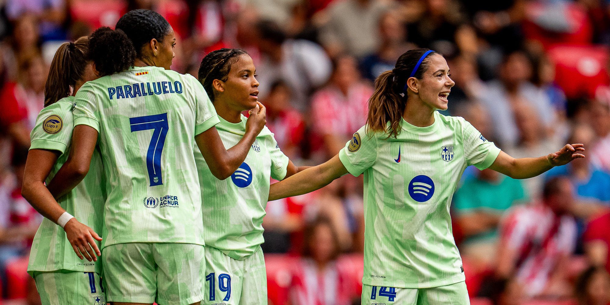 Les jugadores del Barça femení, celebrant un dels seus gols a San Mamés | X FC Barcelona
