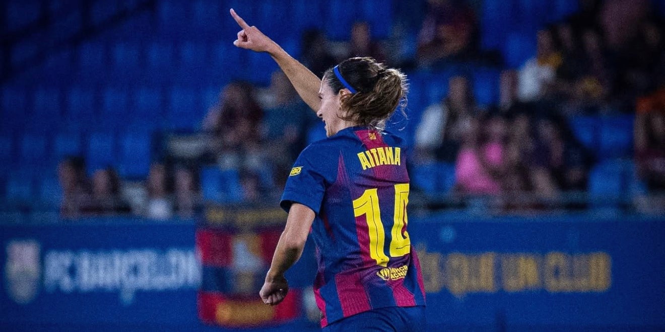 Aitana Bonmatí celebrant un gol | FCBfemeni