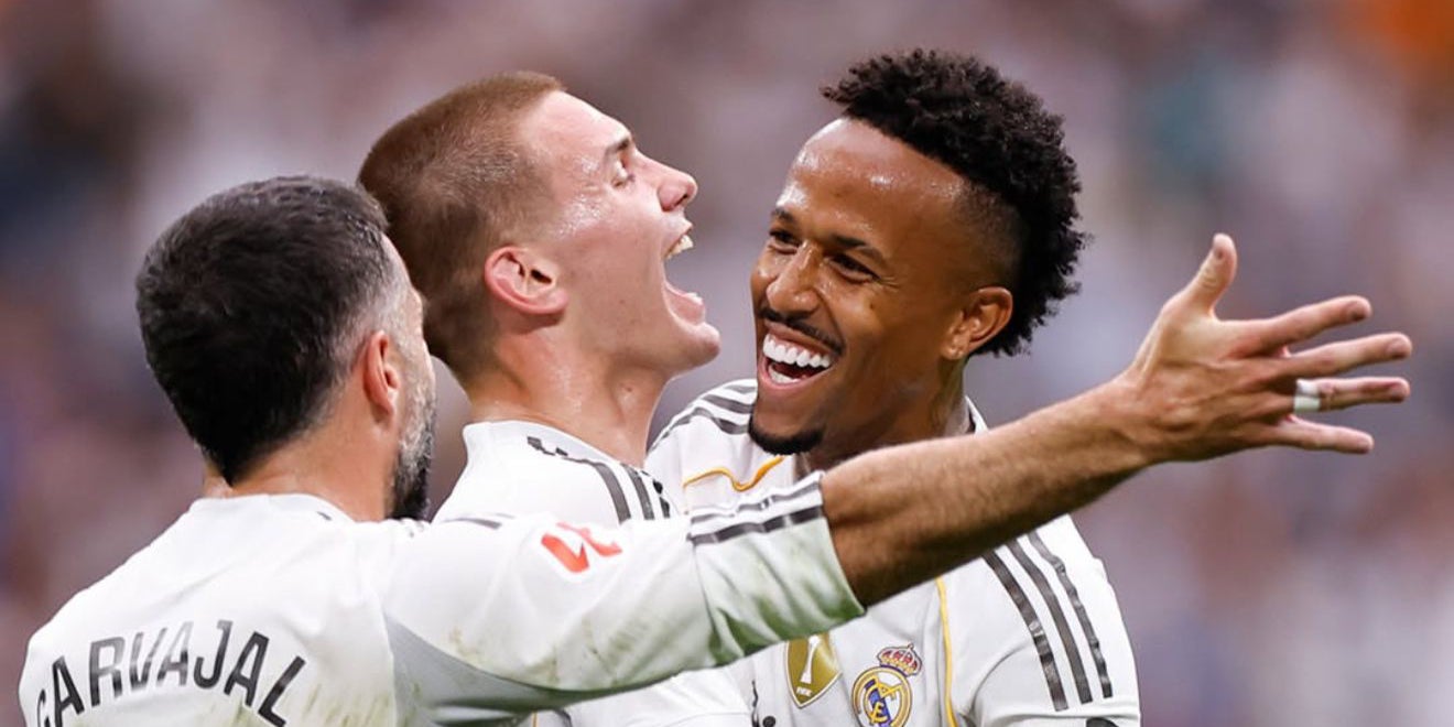 Militao, Carvajal i Mastantuono celebrant un gol davant l'Espanyol