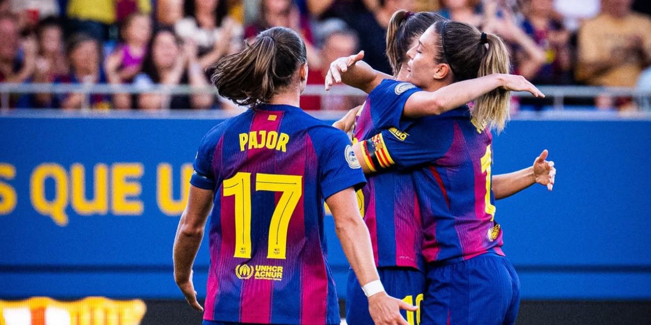 El Barça femeni celebrant un gol davant l'Espanyol | FCBFemení
