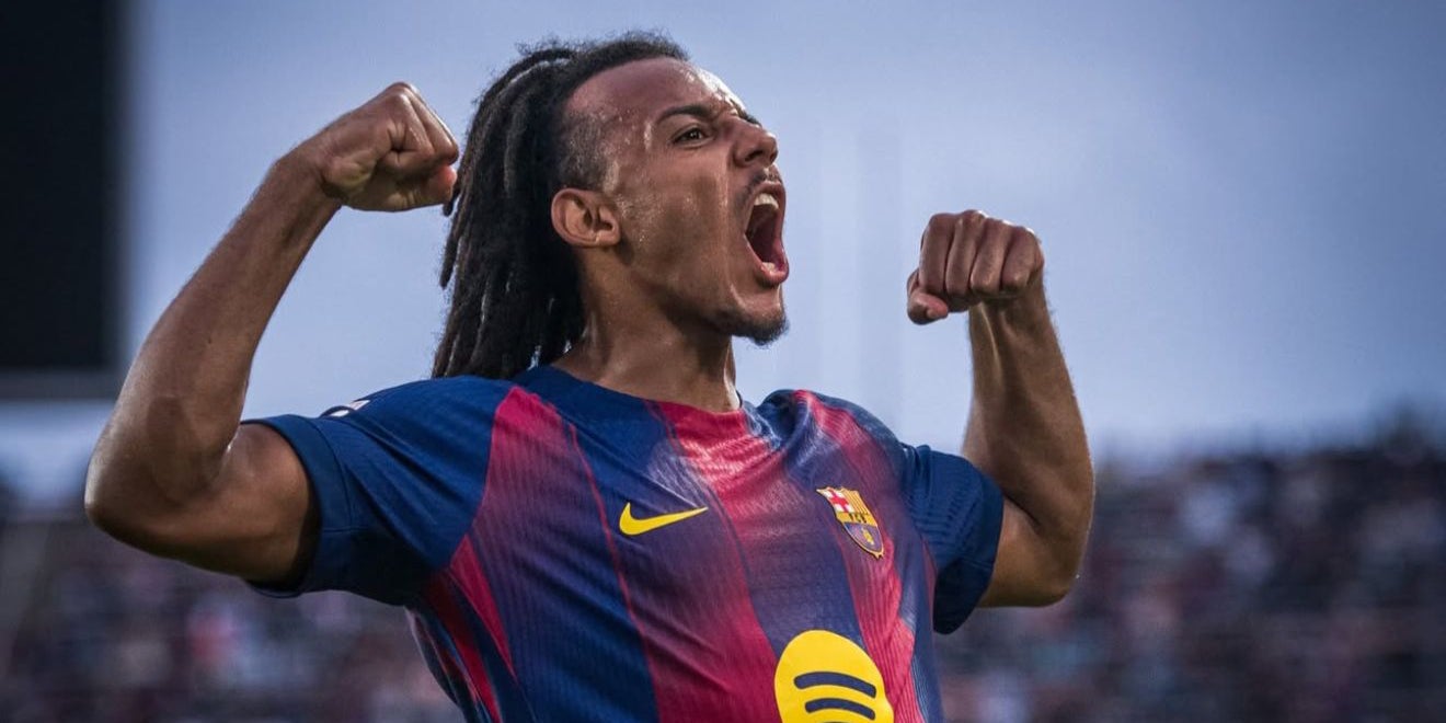 Jules Koundé celebrant el seu gol davant la Reial Societat | FCBarcelona