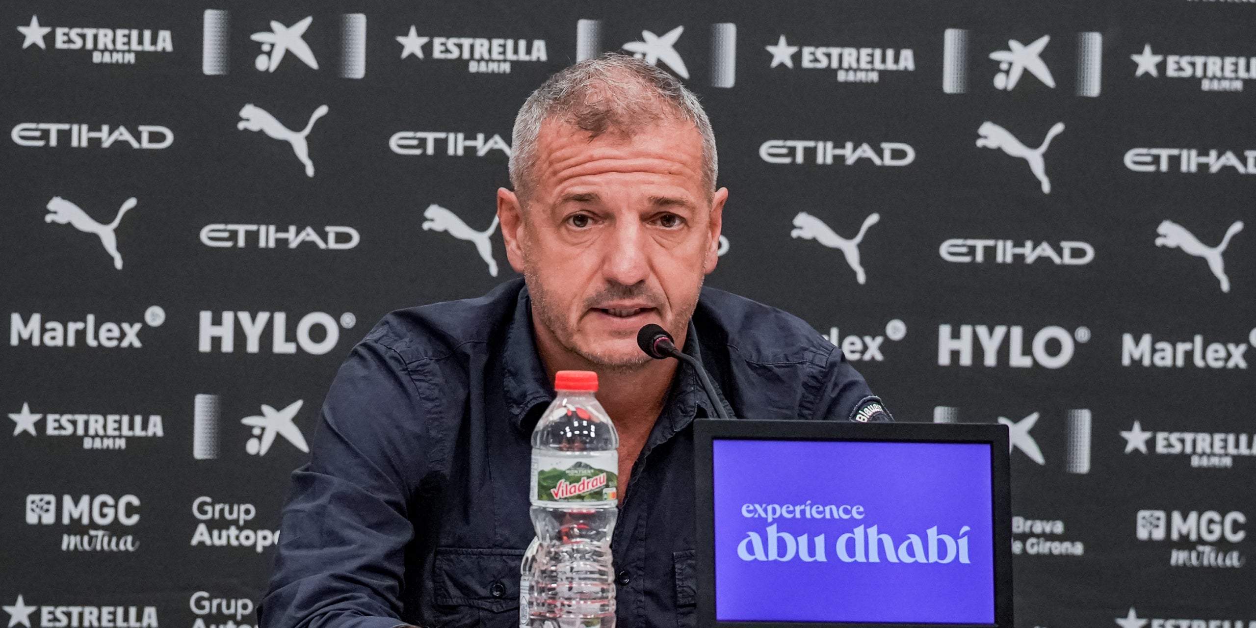 Quique Cárcel, director esportiu del Girona, durant una roda de premsa | Girona FC