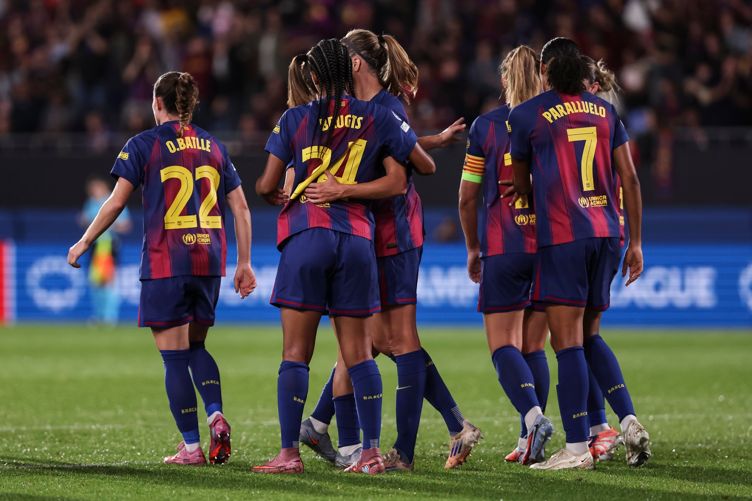 Les jugadores del Barça celebren un dels gols contra el Bayern | Europa Press