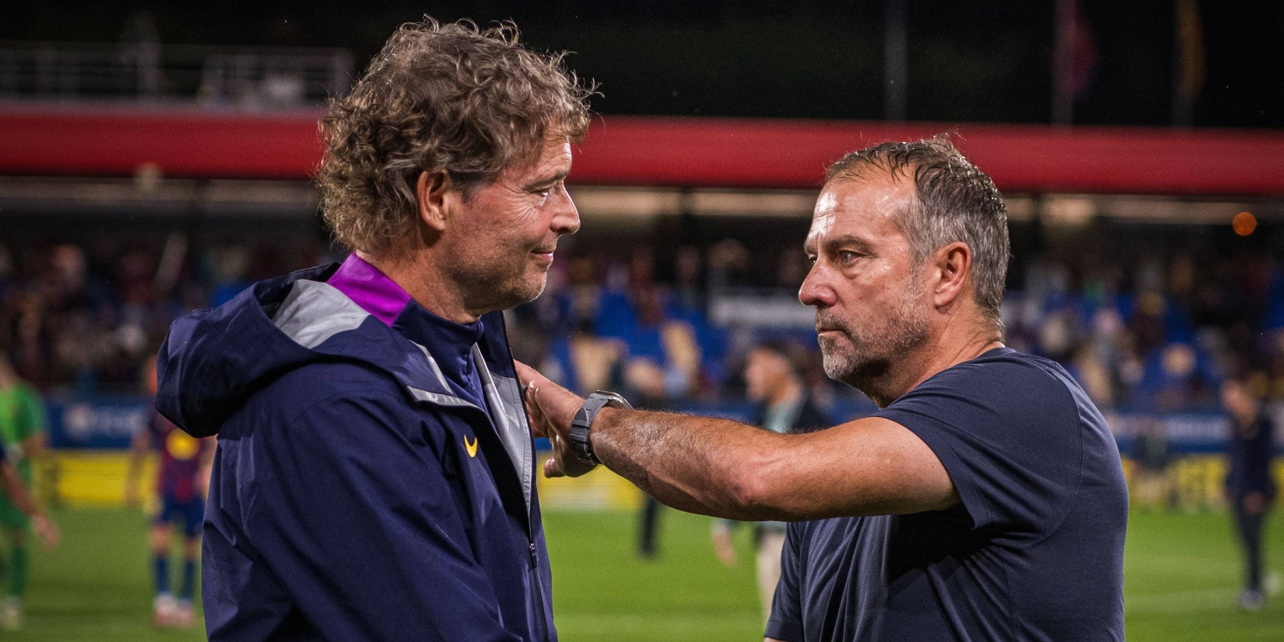Hansi Flick y su asistente Marcus Sorg durante un partido del Barça | FC Barcelona