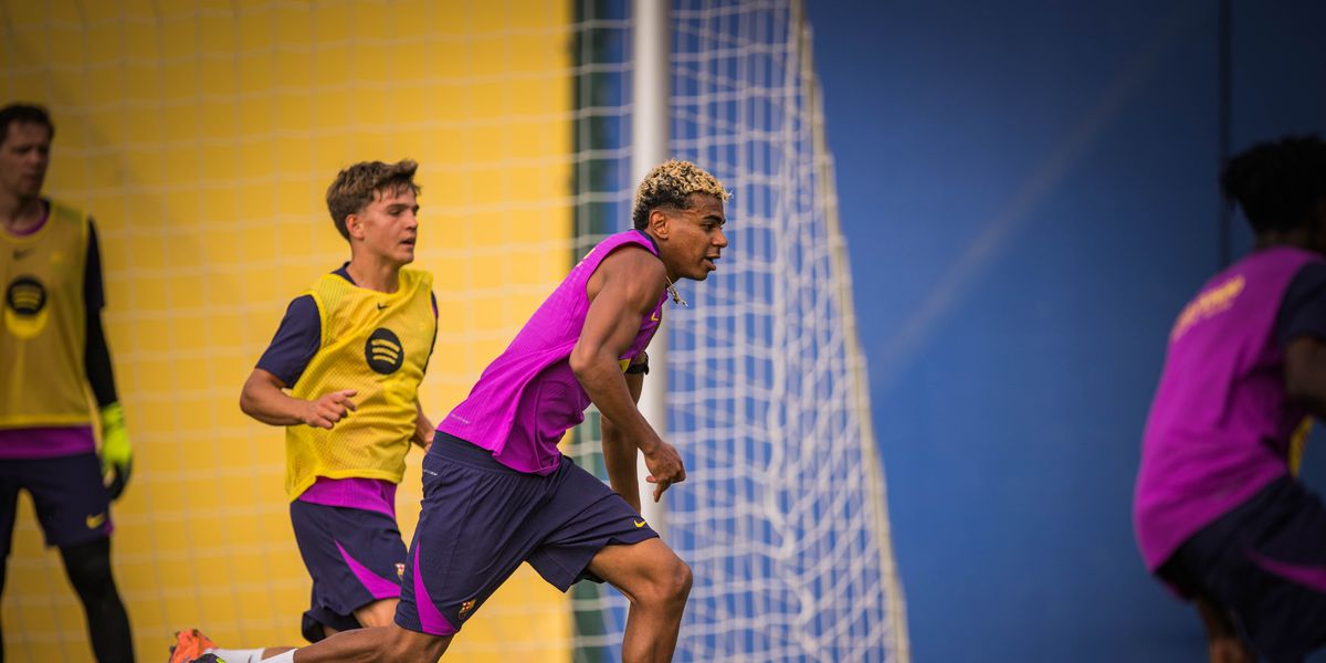 Lamine Yamal, durante un entrenamiento con el Barça | FC Barcelona