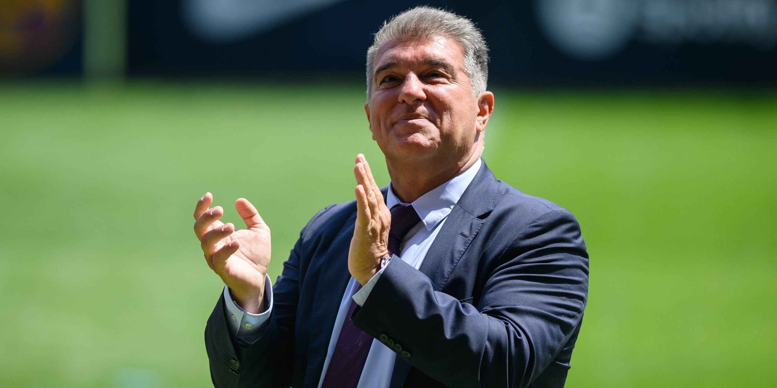 Joan Laporta, a la gespa de l'Spotify Camp Nou | Europa Press