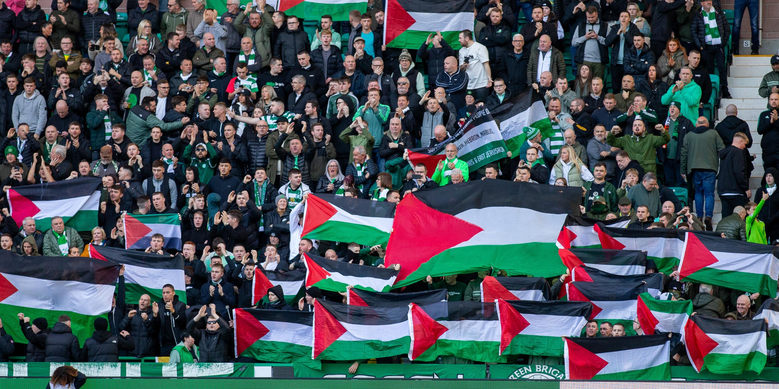 Banderas de Palestina en un estadio de fútbol | Europa Press