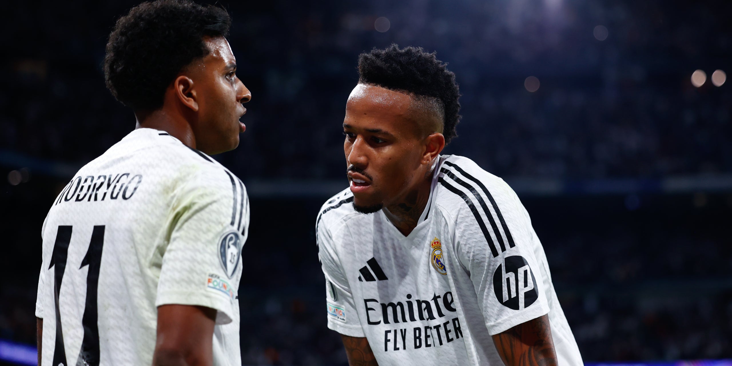 Rodrygo Goes i Éder Militao, durant un partit del Madrid | Europa Press