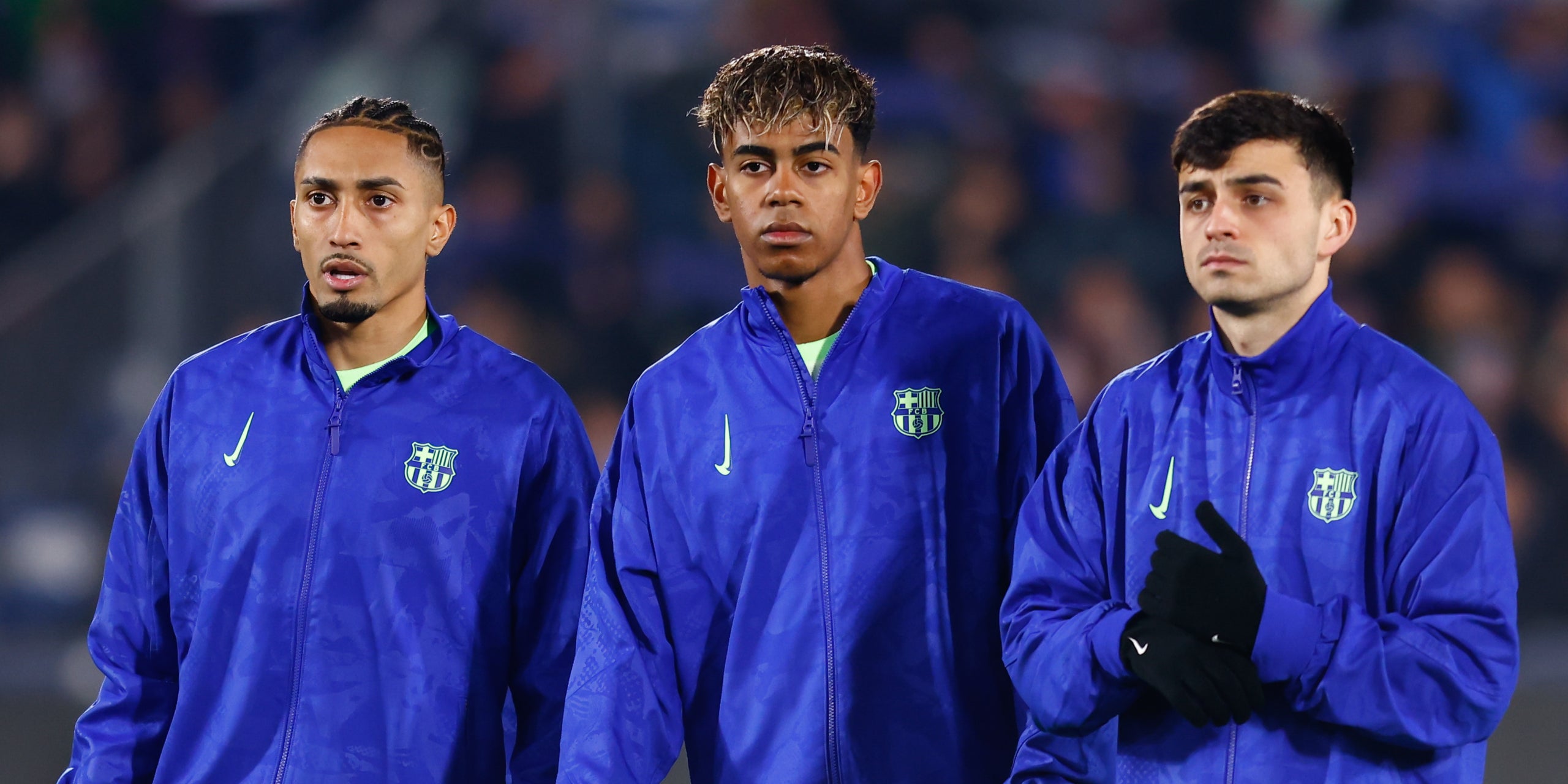 Raphinha, Lamine Yamal i Pedri, durant un partit amb el Barça | Europa Press