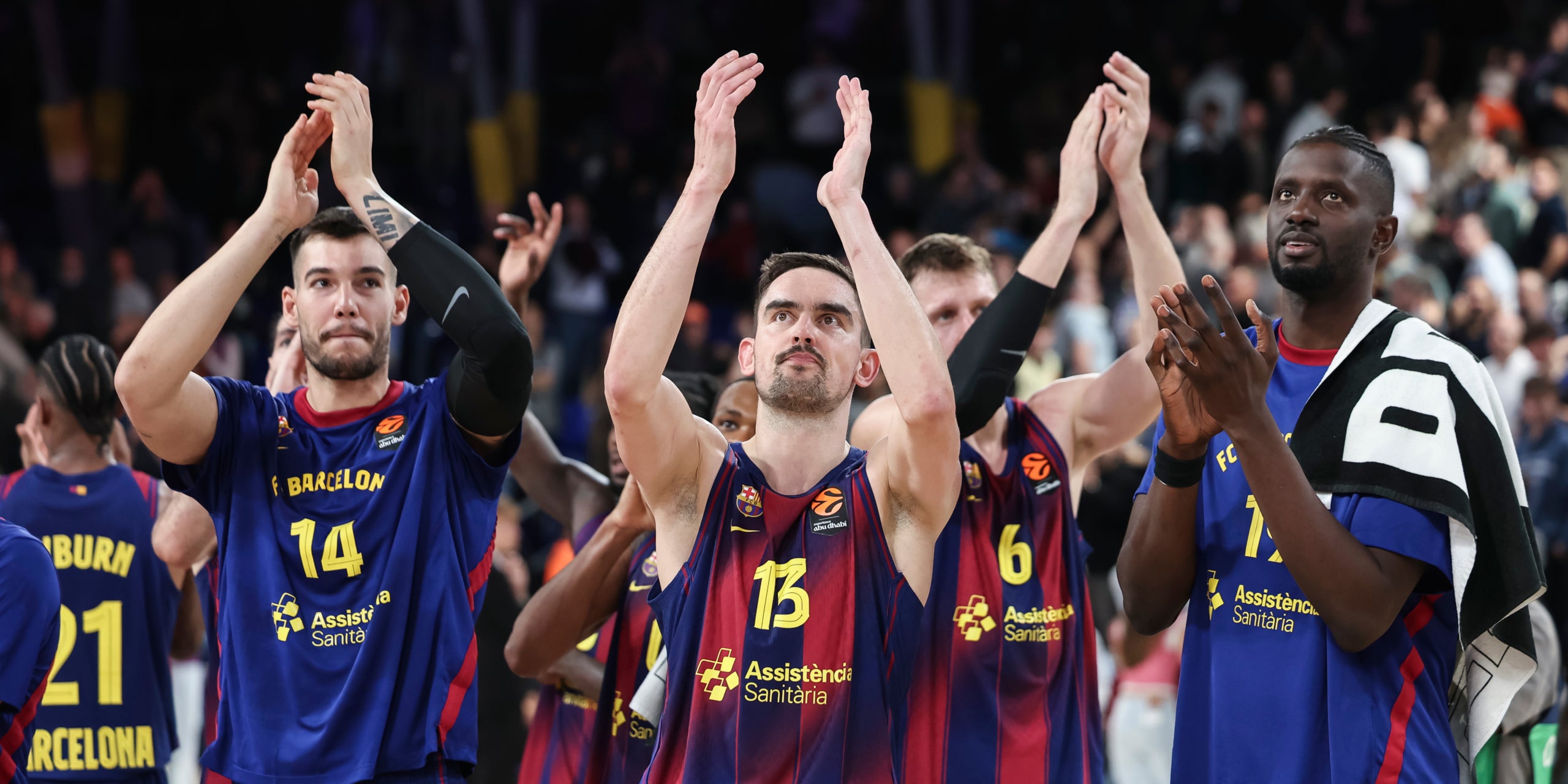 Els jugadors del Barça de bàsquet, durant un partit al Palau Blaugrana | Europa Press